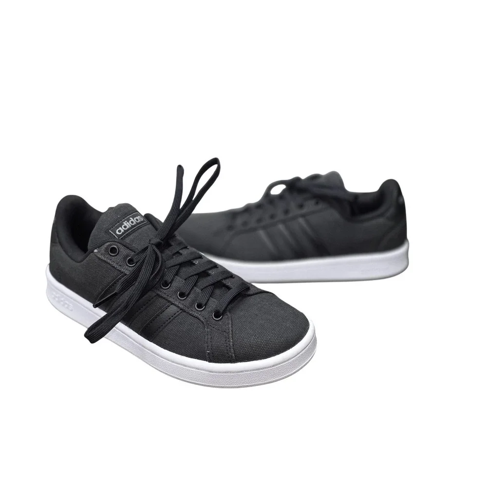 Adidas Cloudfoam Shoes Mens Size 7 Black Low Top Canvas Comfort Sneakers EH0632